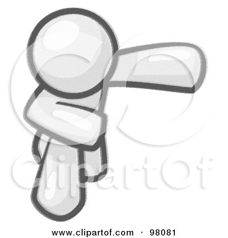 Royalty-Free (RF) Clipart Illustration of a Sketched Design Mascot Man Character Bowing After A Performance by Leo Blanchette