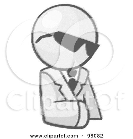 Royalty-Free (RF) Clipart Illustration of a Sketched Design Mascot Businessman Avatar Wearing Shades by Leo Blanchette