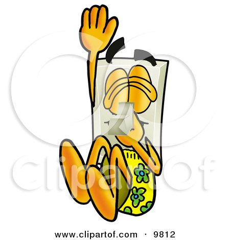 Clipart Picture of a Light Switch Mascot Cartoon Character Plugging His Nose While Jumping Into Water by Mascot Junction