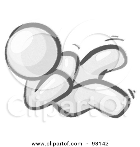 Royalty-Free (RF) Clipart Illustration of a Sketched Design Mascot Man Rolling On The Floor And Giggling With Laughter by Leo Blanchette