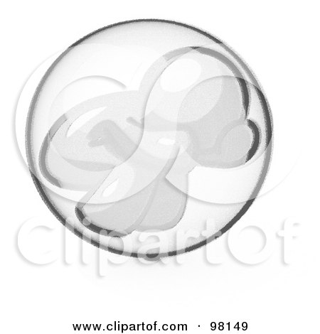 Royalty-Free (RF) Clipart Illustration of a Sketched Design Mascot Man Character Hiding Inside His Protective Bubble by Leo Blanchette