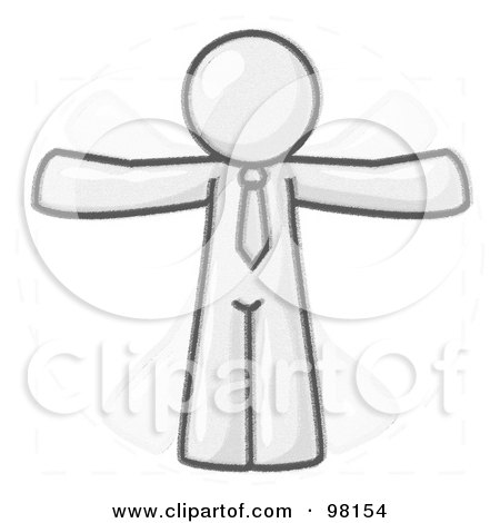 Royalty-Free (RF) Clipart Illustration of a Sketched Design Mascot Vitruvian Man In Motion by Leo Blanchette