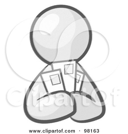 Royalty-Free (RF) Clipart Illustration of a Sketched Design Mascot Man Holding Three Coupons Or Envelopes by Leo Blanchette