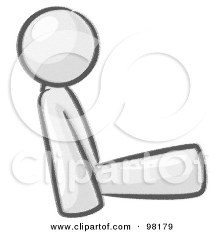 Royalty-Free (RF) Clipart Illustration of a Sketched Design Mascot Man With Good Posture, Sitting Up Straight by Leo Blanchette