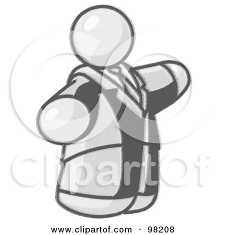 Royalty-Free (RF) Clipart Illustration of a Sketched Design Mascot Big Man In A Suit And Tie by Leo Blanchette