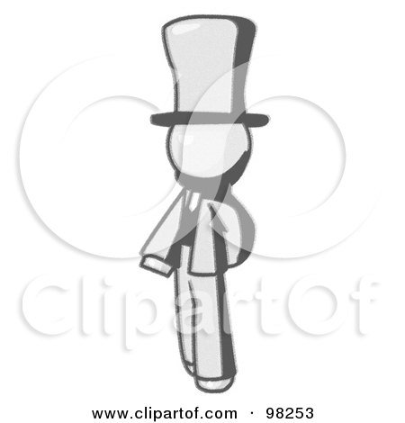 Royalty-Free (RF) Clipart Illustration of a Sketched Design Mascot Man Abe Lincoln by Leo Blanchette
