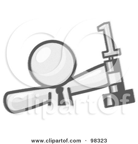 Royalty-Free (RF) Clipart Illustration of a Sketched Design Mascot Business Man Holding Up A First Place Trophy by Leo Blanchette