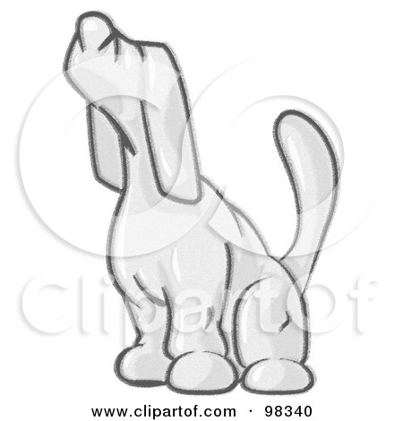 Royalty-Free (RF) Clipart Illustration of a Sketched Design Mascot Hound Sniffing The Air by Leo Blanchette