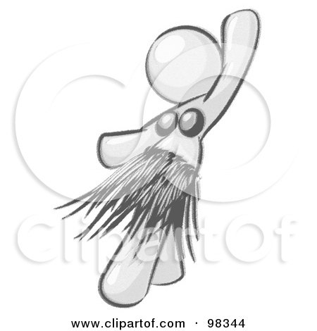 Royalty-Free (RF) Clipart Illustration of a Sketched Design Mascot Hula Dancer Woman In A Grass Skirt And Coconut Shells, Performing At A Luau by Leo Blanchette