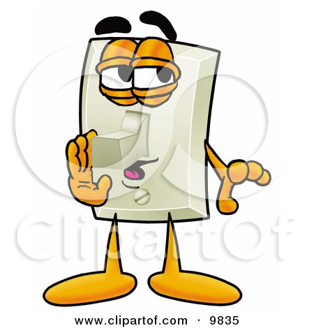 Clipart Picture of a Light Switch Mascot Cartoon Character Whispering and Gossiping by Mascot Junction