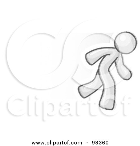 Royalty-Free (RF) Clipart Illustration of a Sketched Design Mascot Business Man Running To Provide High Quality, Fast Service by Leo Blanchette