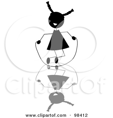 Royalty-Free (RF) Clipart Illustration of a Silhouetted Stick Girl Playing With A Jump Rope by Pams Clipart