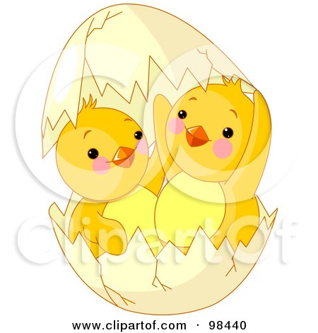 Royalty-Free (RF) Clipart Illustration of Adorable Chicks In A Broken Egg Shell  by Pushkin