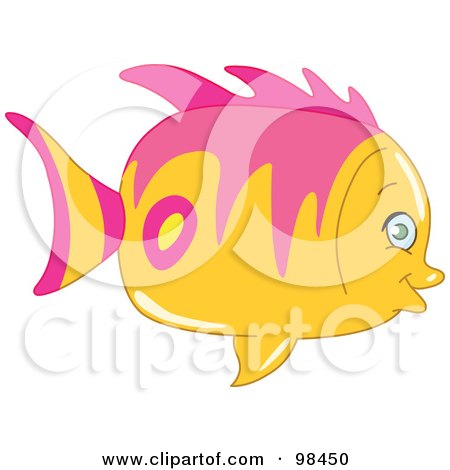 Royalty-Free (RF) Clipart Illustration of a Cute Chubby Pink And Yellow Fish In Profile by yayayoyo