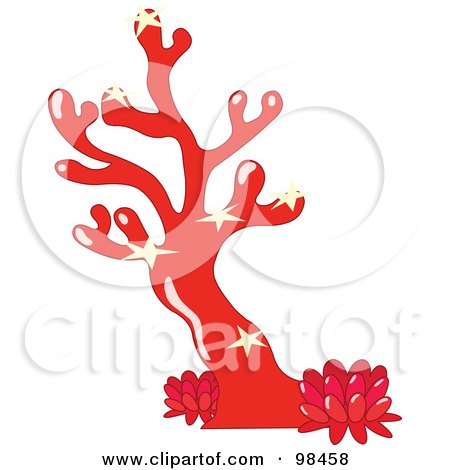 Royalty-Free (RF) Clipart Illustration of Starfish On A Red Sea Coral by yayayoyo