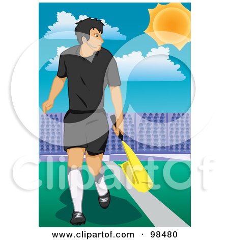 Royalty-Free (RF) Clipart Illustration of a Soccer Line Man On A Field by mayawizard101
