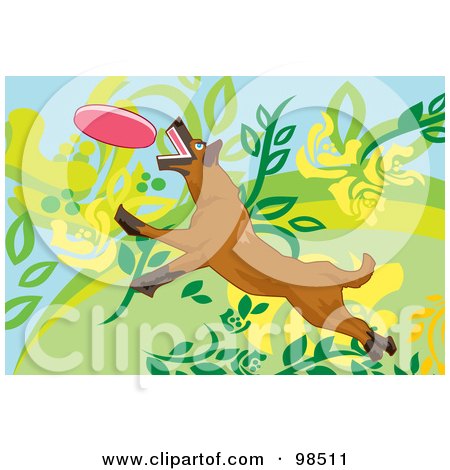 Royalty-Free (RF) Clipart Illustration of a Dog Fetching A Disc - 3 by mayawizard101
