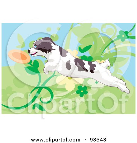 Royalty-Free (RF) Clipart Illustration of a Dog Fetching A Disc - 4 by mayawizard101