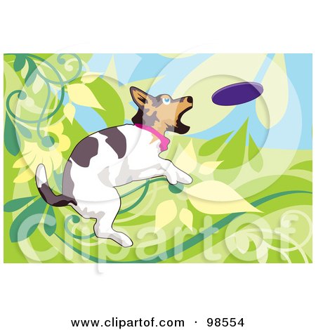 Royalty-Free (RF) Clipart Illustration of a Dog Fetching A Disc - 5 by mayawizard101