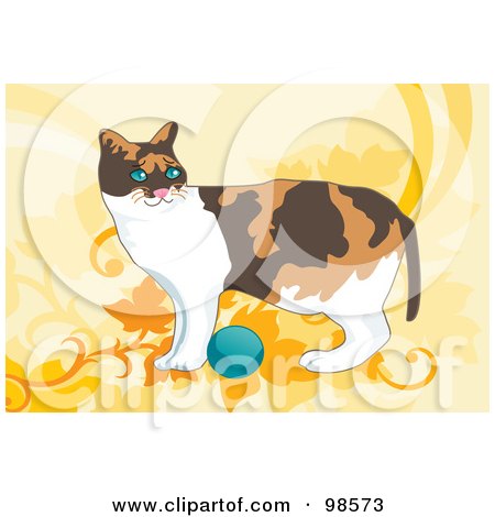 Royalty-Free (RF) Clipart Illustration of a Cat Playing With A Ball - 4 by mayawizard101