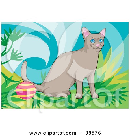 Royalty-Free (RF) Clipart Illustration of a Cat Playing With A Ball - 2 by mayawizard101