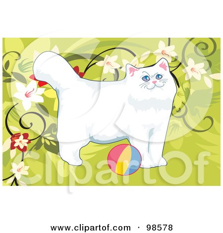 Royalty-Free (RF) Clipart Illustration of a Cat Playing With A Ball - 5 by mayawizard101