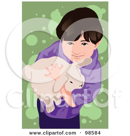 Royalty-Free (RF) Clipart Illustration of a Little Boy Holding His Pet Rabbit - 3 by mayawizard101