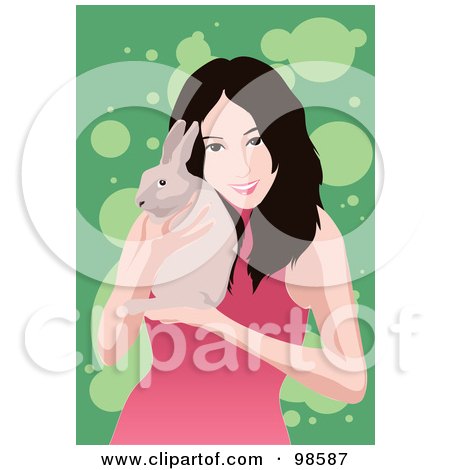 Royalty-Free (RF) Clipart Illustration of a Little Girl Holding Her Pet Rabbit - 2 by mayawizard101