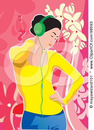Royalty-Free (RF) Clipart Illustration of a Woman Listening to Music - 10 by mayawizard101