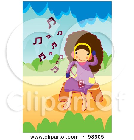 Royalty-Free (RF) Clipart Illustration of a Happy Girl Listening To Music - 4 by mayawizard101