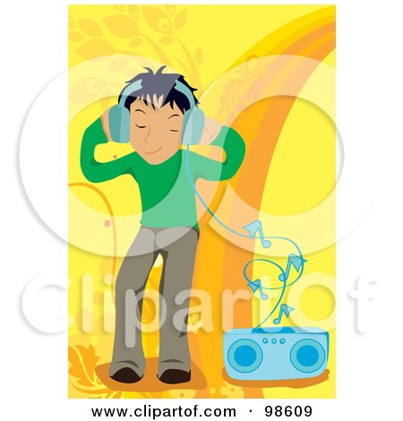 Royalty-Free (RF) Clipart Illustration of a Boy Listening to Music - 5 by mayawizard101