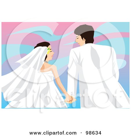 Royalty-Free (RF) Clipart Illustration of a Loving Wedding Couple - 4 by mayawizard101