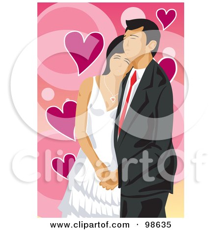 Royalty-Free (RF) Clipart Illustration of a Loving Wedding Couple - 7 by mayawizard101