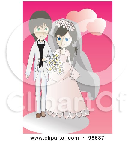 Royalty-Free (RF) Clipart Illustration of a Loving Wedding Couple - 3 by mayawizard101