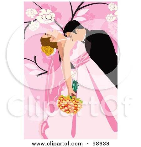 Royalty-Free (RF) Clipart Illustration of a Loving Wedding Couple - 1 by mayawizard101