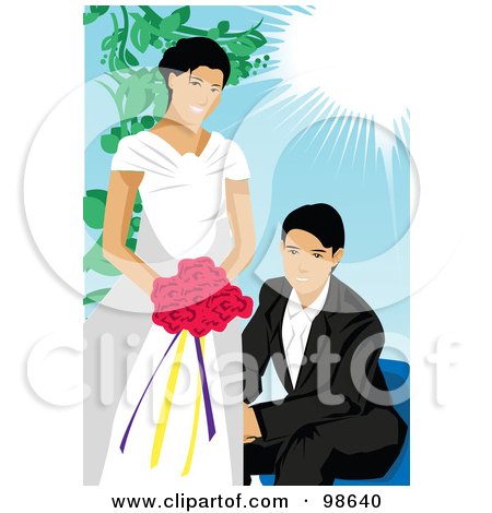 Royalty-Free (RF) Clipart Illustration of a Loving Wedding Couple - 6 by mayawizard101