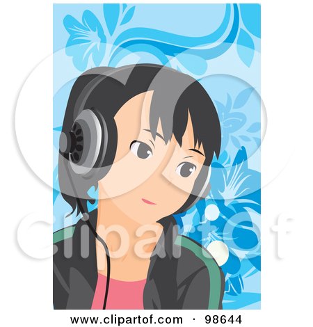 Royalty-Free (RF) Clipart Illustration of a Happy Girl Listening To Music - 5 by mayawizard101