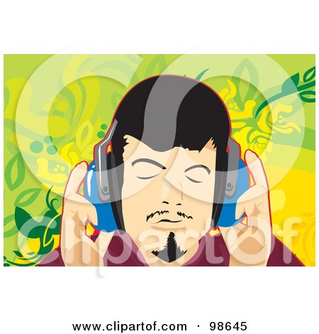 Royalty-Free (RF) Clipart Illustration of a Man Listening to Music by mayawizard101