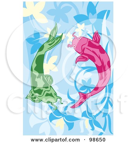 Royalty-Free (RF) Clipart Illustration of Two Swimming Koi Fish - 2 by mayawizard101
