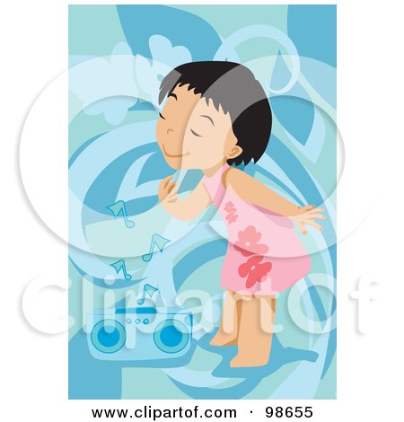 Royalty-Free (RF) Clipart Illustration of a Happy Girl Listening To Music - 3 by mayawizard101