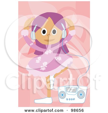 Royalty-Free (RF) Clipart Illustration of a Happy Girl Listening To Music - 1 by mayawizard101
