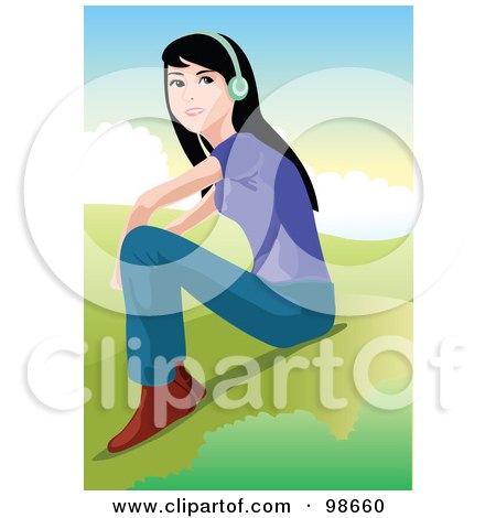Royalty-Free (RF) Clipart Illustration of a Woman Listening to Music - 2 by mayawizard101