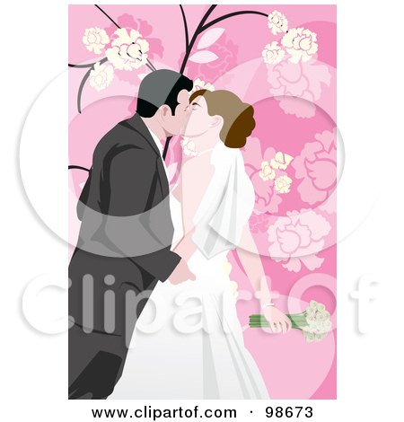 Royalty-Free (RF) Clipart Illustration of a Loving Wedding Couple - 9 by mayawizard101
