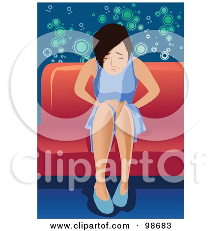 Royalty-Free (RF) Clipart Illustration of a Sick Woman Hanging Over On A Chair by mayawizard101