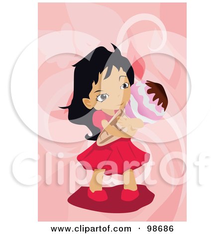 Royalty-Free (RF) Clipart Illustration of a Cute Emo Girl Hugging An Ice Cream Cone by mayawizard101