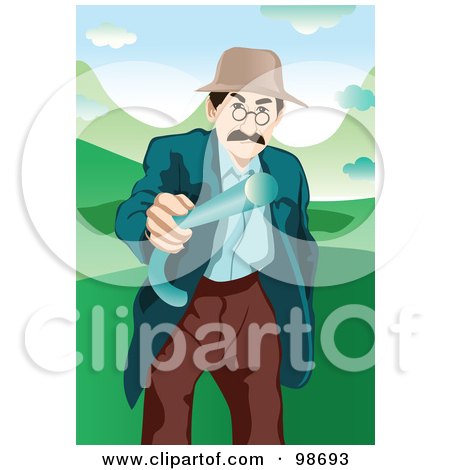 Royalty-Free (RF) Clipart Illustration of a Mad Old Man Waving His Cane Around by mayawizard101