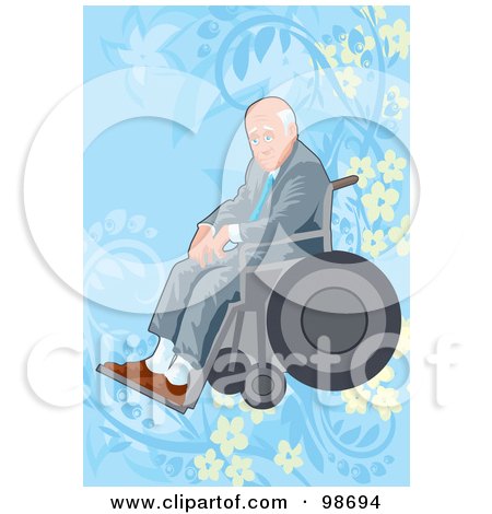 Royalty-Free (RF) Clipart Illustration of a Senior Man Sitting In A Wheelchair by mayawizard101