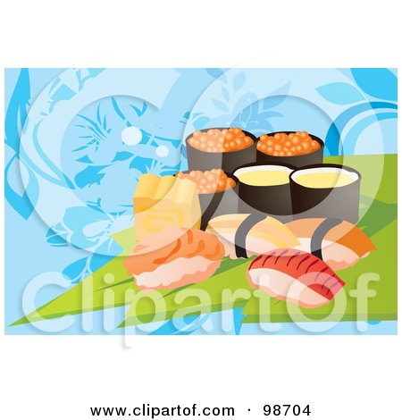 Royalty-Free (RF) Clipart Illustration of a Display of Sushi by mayawizard101