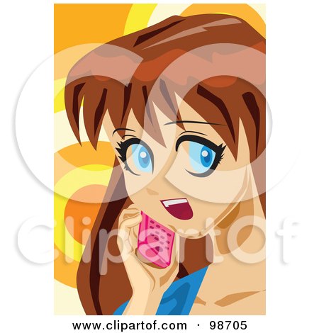 Royalty-Free (RF) Clipart Illustration of a Surprised Woman Talking On A Phone by mayawizard101