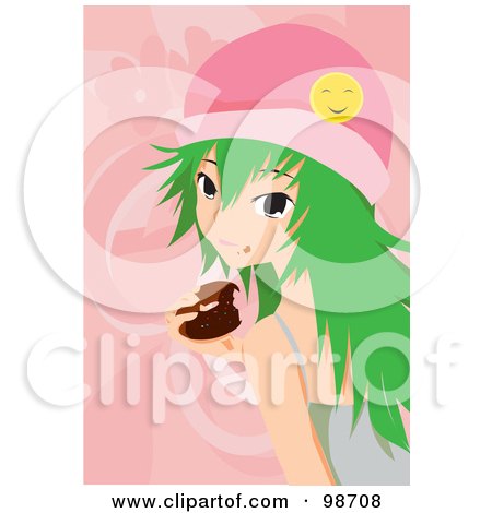 Royalty-Free (RF) Clipart Illustration of an Emo Girl Eating A Donut by mayawizard101